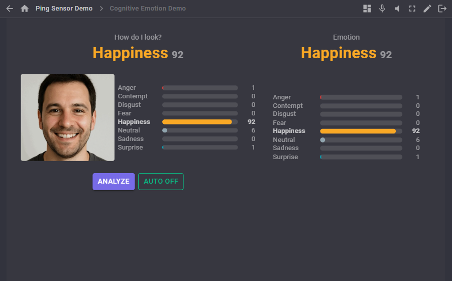 Emotion bars widgets on a Custom UI screen