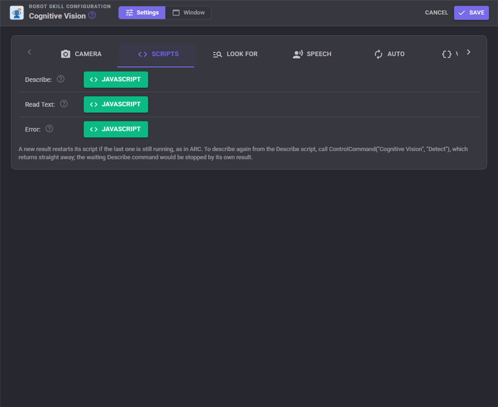 Scripts tab