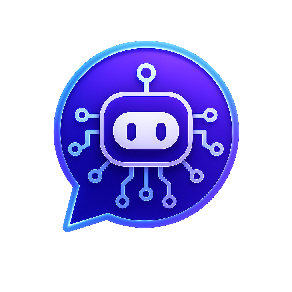 AI Script Assistant: a stylized purple-and-indigo chat bubble icon with a robot circuit motif, representing project-aware AI code generation for Synthiam ARC scripts