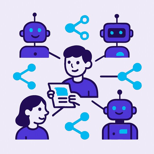 Network of people and robots sharing projects, illustrating the Synthiam maker community