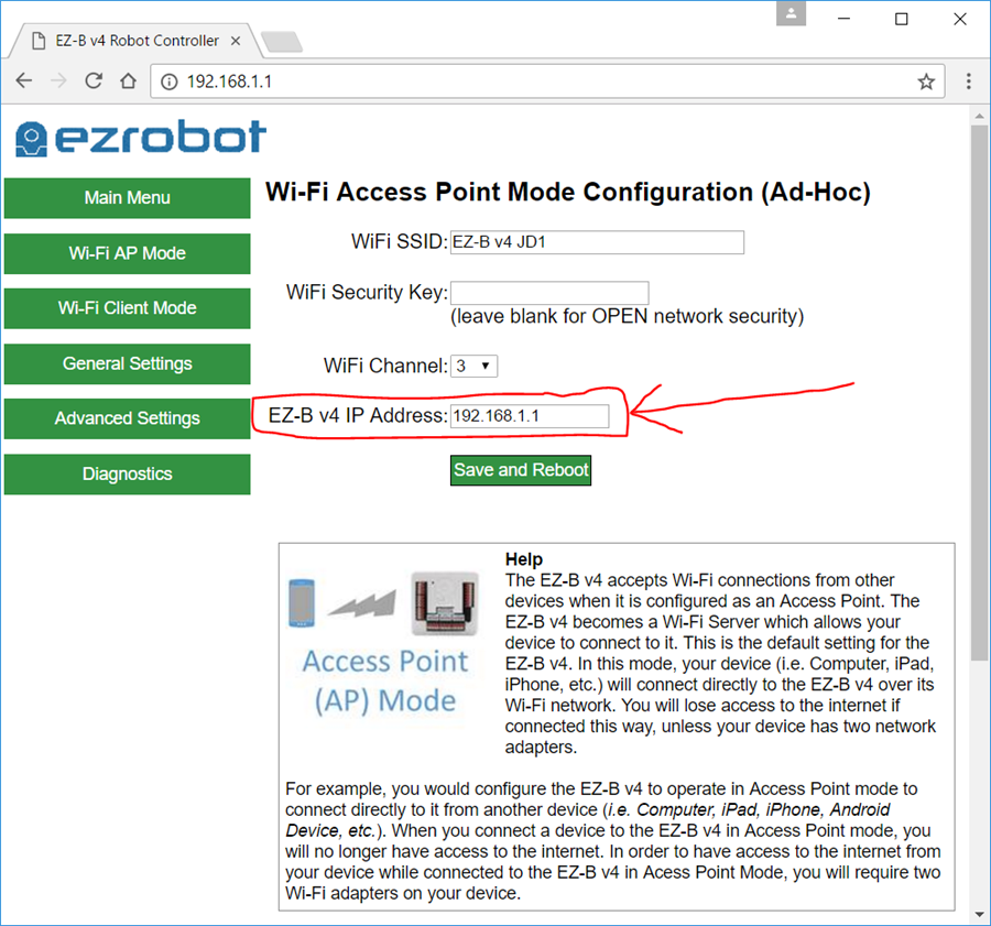 change ez-b ip address