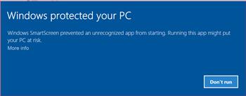 Windows 10 Smartscreen Flags ARC Update 2016.10.16.00 As Unrecognized App